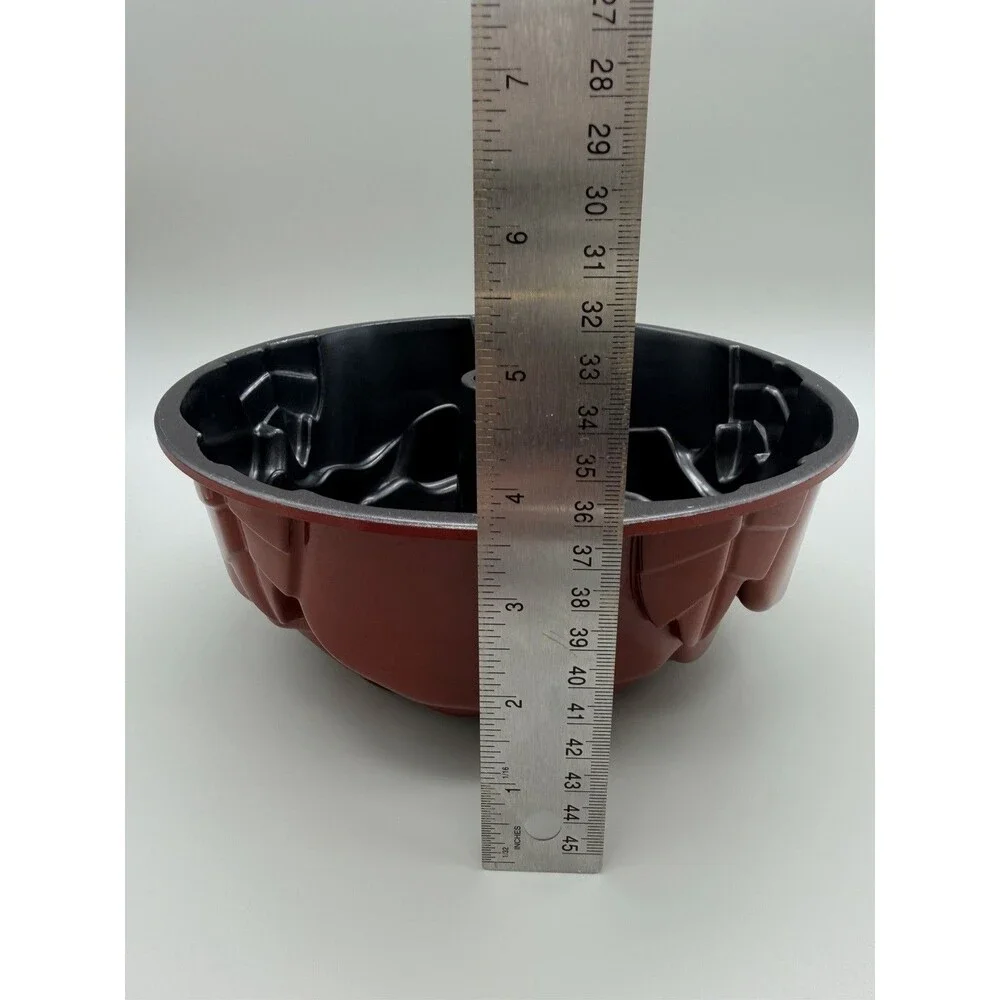Nordic Ware Rose Bundt Pan Red Cast Aluminum 10 Cup Nonstick Cake Mold USA 9